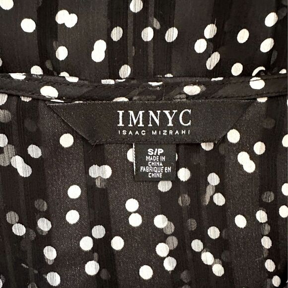 Isaac Mizrahi IMNYC Sheer Chiffon Ruffle Polka Dot Blouse Top S - Picture 5 of 6